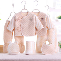 Newborn baby clothes spring and autumn mens newborn warm suit Female baby pure cotton underwear set spring seven-piece set