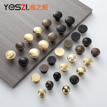 Bed Head Cabinet Drawer Handle Handle Wardrobe Light Lavish Single Hole Tea Table TV Cabinet Pure Copper Round Cupboard Cabinet Brass