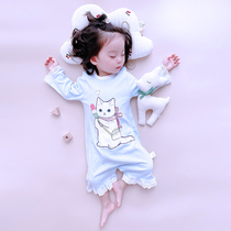 Childrens sleeping bag summer thin short-sleeved pajamas anti-kicking spring and autumn girls Princess wind nightgown