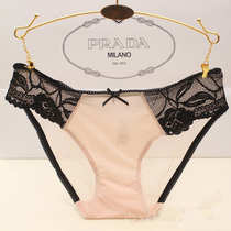 3 European and American Sexy great red underpants female lace with low waist transparent hollowed-out and unmarked one-piece triangle