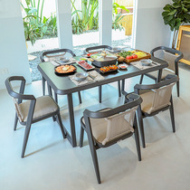 Home Small Household Type Dining Table Rock Plate Dining Table Modern Minima Dining Table And Chairs Multifunctional Table And Chairs Combined Dining Hot Pot Table