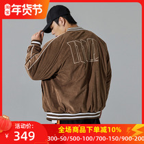 Muscle Dog Tide Brand Sports Cotton Clothing 2022 Winter New Corduroy Retro Jacket Casual Baseball Coat
