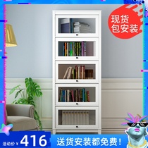 American bookcase with glass door storage cabinet Nordic simple modern floor-to-ceiling bookshelf Living room locker Narrow bedroom cabinet