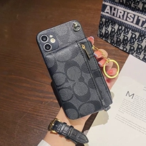 Retro in the Apple 14 promax mobile case 13pro luxury tide 11 slope across 12 can back xsmax card wallet xr with hanging rope x advanced xs New Year female 6s