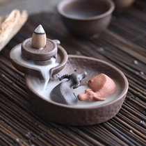  Purple sand reverse flow incense burner Cow reverse Qiankun ceramic aromatherapy stove Home decoration High mountains and rivers tea Pet tea play decoration