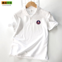 Fat childrens T-shirt short sleeve summer dress lapel polo shirt cotton middle and Big Boy fattening increase student white school uniform