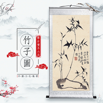 Bamboo Plot Neoclassical Genguan Decoration Painting Vertical Version Hung Painting Xuan Paper Scroll Framed Replica Ancient Memorial Plant Flowers