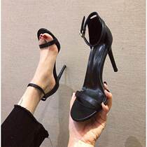 Sandals female students Korean high heels female stiletto 2019 summer new womens all-match open-toe black womens shoes