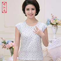 2 pieces of old mens cotton vest round neck short sleeve sweatshirt middle-aged and elderly mothers loose old underwear womens thin summer