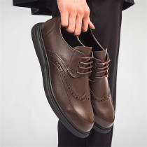 Tide card Bullock Korean version 100 hitch Inlan casual shoes with higher positive dress business work wedding black leather shoes man