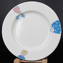 Enamel enamel table small plate household round snack snack plate Chinese small dish cartoon garbage slag dish dish