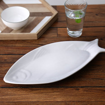 Ceramic plate Fish plate Household steamed fish plate Japanese fish-shaped plate Large creative tableware fish plate dish plate