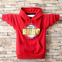 Autumn and winter new boys sweater loose version plus velvet all-in-one velvet cotton childrens middle-aged childrens cotton youth