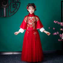 Girls 2021 New Chinese style super fairy costume thick Hanfu New Year dress children ancient style Tang dress winter