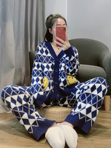 Net red cute soft pajamas womens autumn and winter velvet sweet thickened velvet home clothes suit can be worn outside