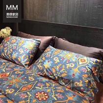 American retro European style 60 gung satin long suede cotton full cotton pure cotton bed with supplies four pieces 1 8 spring summer bed products