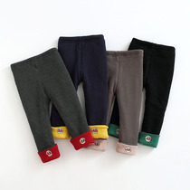 Baby autumn and winter plus velvet pants 0-1-1-2-3 years old girl cartoon trousers baby leggings boys thick winter clothes