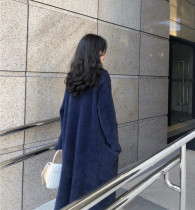 Mink fleece sweater coat women 2021 Spring and Autumn new long knee loose knit cardigan coat