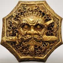 Brass Aniseed Lion Head Swing Piece Bronze Beast Head Gossip Lion Bite Sword Pendant Bronze Lions Feng Shui Wall Decorated Door Ornament