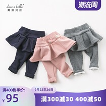 davebella David Bella Girls Childrens Wear Baby Autumn and Winter Plain Fake Two-Piece Skirt Casual Pants