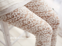 High-end custom high-quality limited three-dimensional flower lace cropped bottoming pants spring autumn and summer