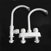 Household high bending plastic faucet single double mixed water hot and cold vegetable basin kitchen quick open valve nozzle