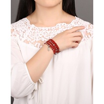 A stone Ruyi Lotus natural crystal bracelet hand string retro multi-circle Lotus Pearl red agate bracelet female