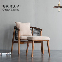 Caesar Branca Nordic solid wood sofa chair Living room Leisure chair ins simple choreography Rope Balcony Bedroom Single Chair