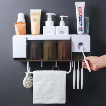 Toilet suction wall type toothbrush holder wall washing rack toothbrush tube toothbrush cup toothbrush holder set storage frame