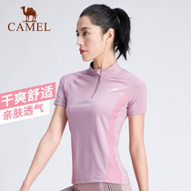 Camel short sleeve T-shirt female summer new body display slim running blouse cold feel breathable Sports Fitness