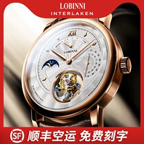 Robinson Tourbillon Watch Mens Manual Mechanical Watch Waterproof Hollow Real Belt Ultra-thin Mens Watch Watch