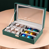 New watch box glasses storage box Watch glasses integrated display box with lock dustproof multifunctional jewelry box