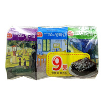 South Korea imported seaweed famous painting seaweed instant seaweed snack snack oil painting seaweed 3 7G * 9 with bag