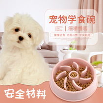 Dog Slow Food Bowl Anti-Choking Pan Gold Gross Dog Food Basin Small Canine Teddy Large Dog Gold Wool Big Pet Supplies