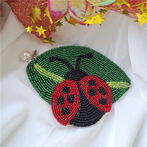  2021 new handmade beaded coin purse cute ladybug small bag personality diy beaded shoulder bag