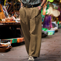 SOARIN American retro wide leg straight drum pants male Amei click Pure Cotton Casual Loose Tooling 90% Pants