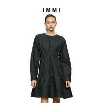 (Designer brand IMMI) Black cotton Eco-friendly Denim Bud dress 191DS082D