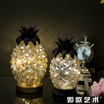 European style retro LED light crystal glass pineapple shape wine cabinet desktop ornaments fire tree Silver Star