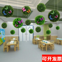 Simulation Milan Grass Ball Air Hanging Accessories Creative Kindergarten Corridor Plant Hanging Decoration Flower Ball Shop Mall Adornment