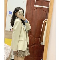 150 small jacket womens spring apricot color high-end fried street small suit temperament casual niche suit top