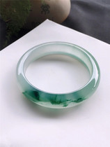 Myanmar Old Pit Ice Seed A Cargo Yang Green Floating Flowers Round Bar Bracelet Natural Emerald Positive Ring Jade Bracelet Woman