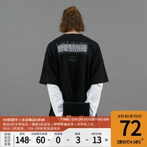 PCLP(PERCLIPS) patch cloth destruction printing short sleeve TEE loose national tide pattern men trend