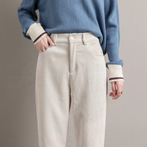 Corduroy casual pants womens spring summer and autumn new Joker slim radish pants high waist plus velvet thick straight wide leg pants