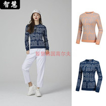 South Korean Le coq rooster 21 autumn golf suit blouses womens round neckline with warm-knitted sweatshirt