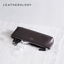 Leatherology Leather portable makeup brush bag Portable brush storage bag Vertical pen bag Small makeup bag