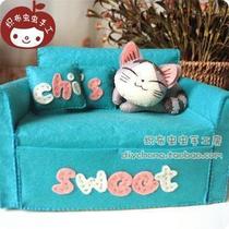 Unwoven Cloth Material Bag Diy Handmade Cloth sweet cheese Cat Cute Little Chic Sofa Tissue Box free of cut