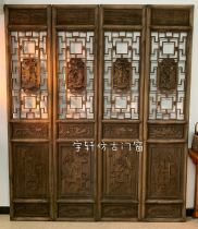 Dongyang wood carving antique doors and windows to make old wood gates Chinese screen plug-in screen partition porch hotel teahouse partition