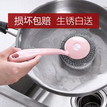 Long handle wash pot brush stainless steel wire brush decontamination cleaning brush wire ball brush with wire ball brush long handle