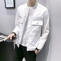 Tide brand summer sun protection clothing mens simple zipper solid color thin casual jacket sun protection clothing windbreaker 100-piece top