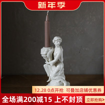 W1962 European new high temperature ceramic retro European goddess Candlestick ornaments hand-made goddess shape ornaments